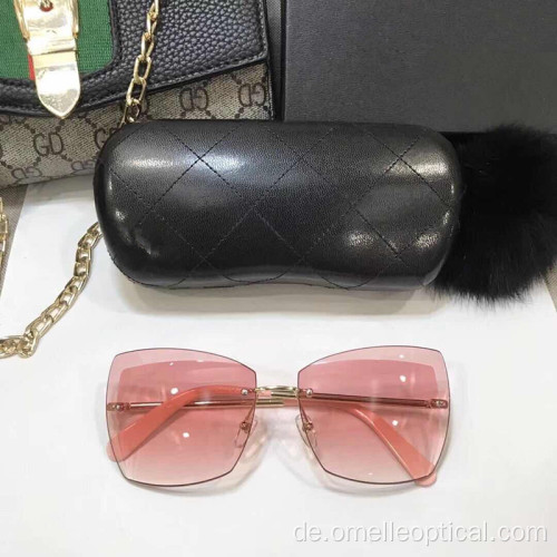 Bunte randlose quadratische Sonnenbrille für Frauen